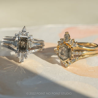 1.92 Carat Salt and Pepper Emerald Diamond Engagement Ring, Betty Setting, Platinum