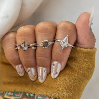 1.92 Carat Salt and Pepper Emerald Diamond Engagement Ring, Betty Setting, Platinum