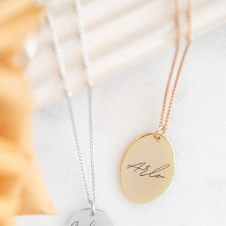 14k Gold Engraved Oriole Single Name Large Oval Charm