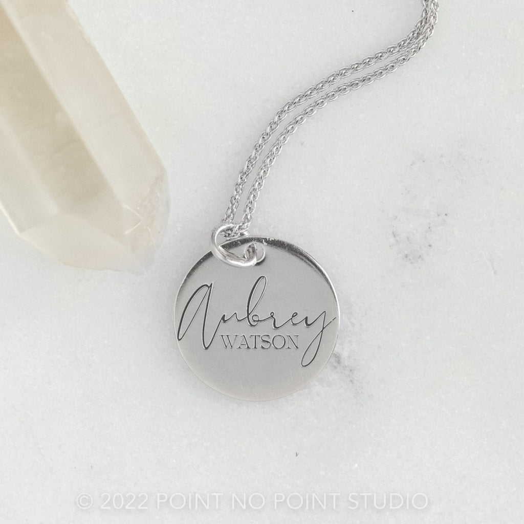 14k Gold Engraved Loa Large Round Charm – Point No Point Studio