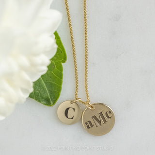 14k Gold Engraved Alouette Monogram Large Round Charm