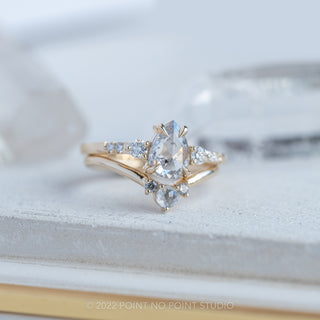 1.15 Carat Salt and Pepper Pear Diamond Engagement Ring, Eliza Setting, 14K Yellow Gold