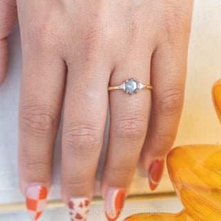 1.16 Carat Salt and Pepper Hexagon Diamond Engagement Ring, Zoe Setting, 14K Yellow Gold