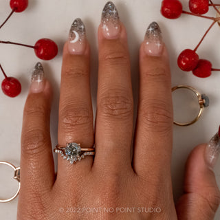 1.67 Carat Salt and Pepper Round Diamond Engagement Ring, Jane Setting, 14k Rose Gold