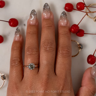 1.67 Carat Salt and Pepper Round Diamond Engagement Ring, Jane Setting, 14k Rose Gold
