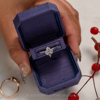 .70 Carat Salt and Pepper Pear Diamond Engagement Ring, Ava Setting, 14k White Gold