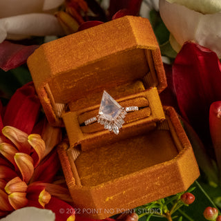 2.50 Carat Icy White Kite Diamond Engagement Ring, Wren Setting, 14K Rose Gold