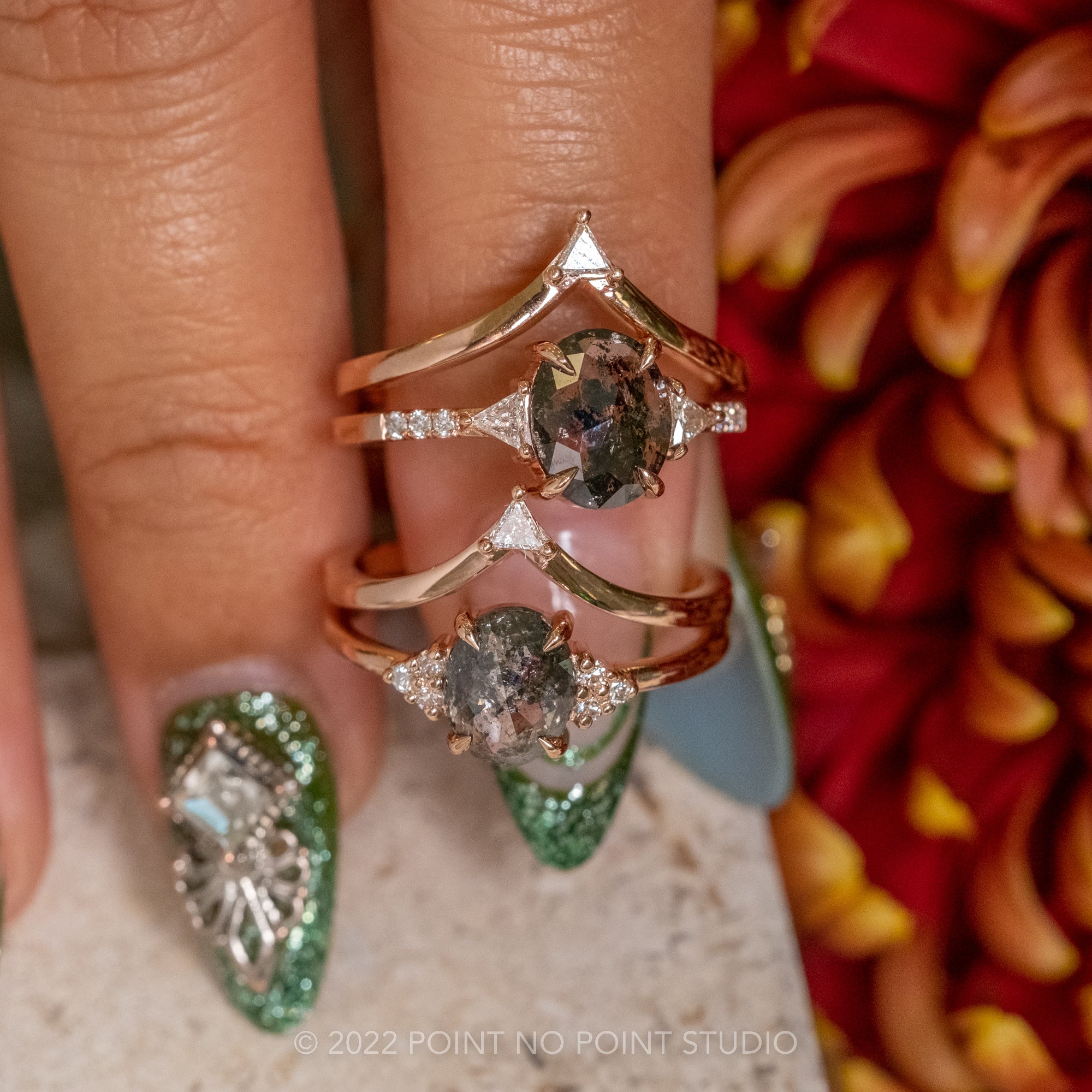 Upala Triangle Shape Ring With Gemstone - Blessed Bali