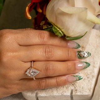 2.50 Carat Icy White Kite Diamond Engagement Ring, Wren Setting, 14K Rose Gold