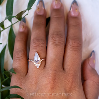 1.92 Carat Icy White Kite Diamond Engagement Ring, Wren Setting, 14K Rose Gold