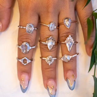 2.19 Carat Salt and Pepper Oval Diamond Engagement Ring, Nova Setting, 14K White Gold