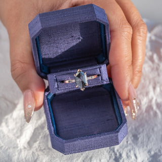 2.23 Carat Black Speckled Hexagon Diamond Engagement Ring, Ombre Jules Setting, 14K Rose Gold