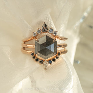 1.90 Carat Black Hexagon Diamond Engagement Ring, Jane Setting, 14K Rose Gold