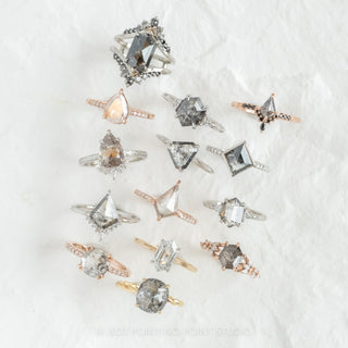 1.30 Carat Icy Grey Kite Diamond Engagement Ring, Jules Setting, 14K Rose Gold