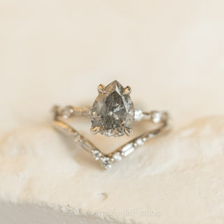 2.11 Carat Salt and Pepper Pear Diamond Engagement Ring, Nova Setting, 14K White Gold