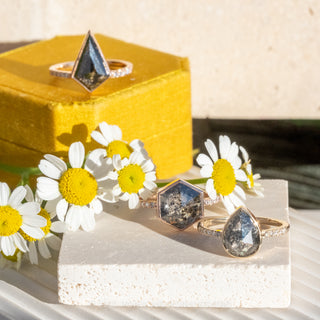Salt and pepper diamond engagement ring