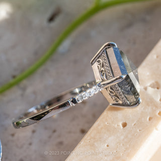 2.47 Carat Salt and Pepper Lozenge Diamond Engagement Ring, Ombre Filigree Juliette Setting, Platinum