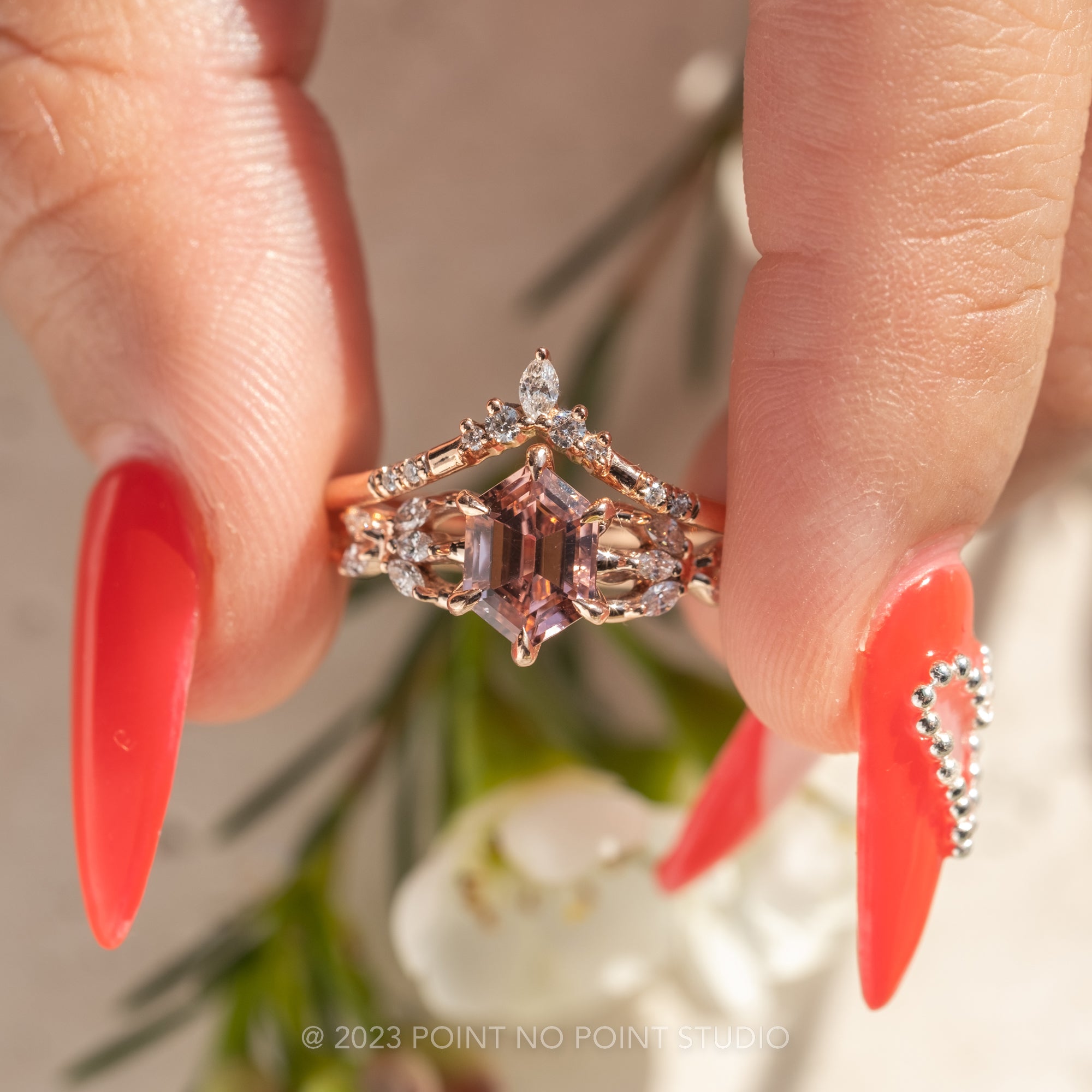 Pink Tourmaline and Diamonds Engagement Ring
