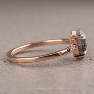 1.92 Carat Salt and Pepper Hexagon Diamond Engagement Ring, Ombre Jules Setting, 14K Rose Gold