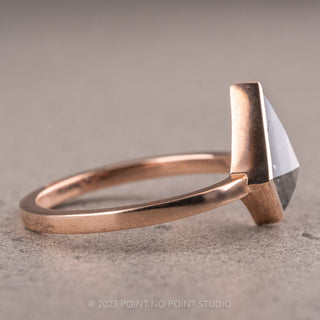 1.59 Carat Salt and Pepper Kite Diamond Engagement Ring, Bezel Jane Setting, 14K Rose Gold