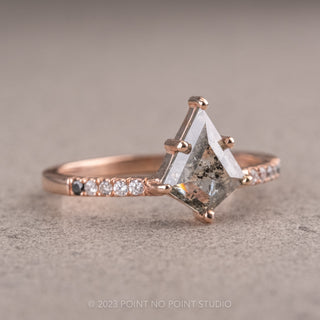 1.20 Carat Salt and Pepper Kite Diamond Engagement Ring, Ombre Jules Setting, 14K Rose Gold