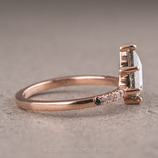 1.20 Carat Salt and Pepper Kite Diamond Engagement Ring, Ombre Jules Setting, 14K Rose Gold
