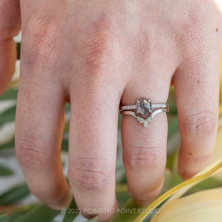.93 Carat Salt and Pepper Hexagon Diamond Engagement Ring, Jules Setting, Platinum