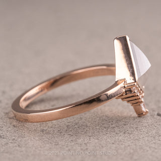 1.50 Carat Salt and Pepper Kite Diamond Engagement Ring, Bezel Ava Setting, 14K Rose Gold