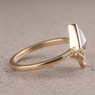 1.21 Carat Salt and Pepper Kite Diamond Engagement Ring, Bezel Avaline Setting, 14K Yellow Gold