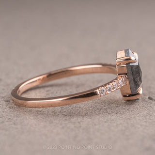 1.05 Carat Salt and Pepper Hexagon Diamond Engagement Ring, Jules Setting, 14K Rose Gold