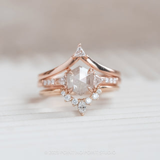 1.23 Carat Salt and Pepper Hexagon Diamond Engagement Ring, Eliza Setting, 14K Rose Gold