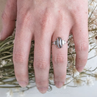 1.86 Carat Salt and Pepper Hexagon Diamond Engagement Ring, Beatrice Setting, Platinum