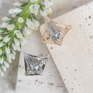 1.18 Carat Salt and Pepper Kite Diamond Engagement Ring, Arwen Setting, Platinum