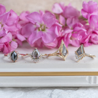 1.81 Carat Black Marquise Diamond Engagement Ring, Olivia Setting, 14K Rose Gold