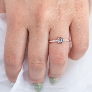 .66 Carat Salt and Pepper Hexagon Diamond Engagement Ring, Eliza Setting, 14K Rose Gold