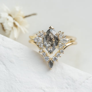 Salt and pepper marquise ring