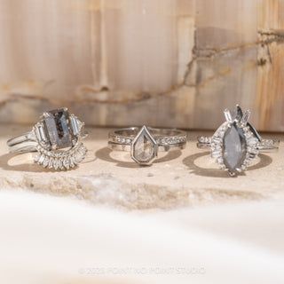 2.21 Carat Black Speckled Emerald Diamond Engagement Ring, Beatrice Setting, Platinum