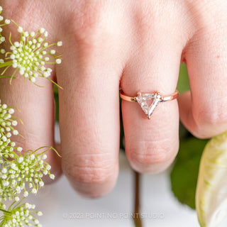 1.07 Carat Clear Shield Diamond Engagement Ring, Jane Setting, 14K Rose Gold