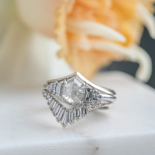 1.23 Carat Salt and Pepper Hexagon Diamond Engagement Ring, Dahlia Setting, Platinum