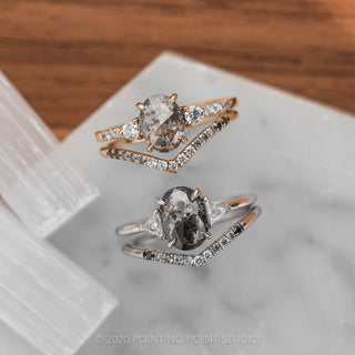 1.43 Carat Salt and Pepper Oval Diamond Engagement Ring, Eliza Setting, 14K Rose Gold
