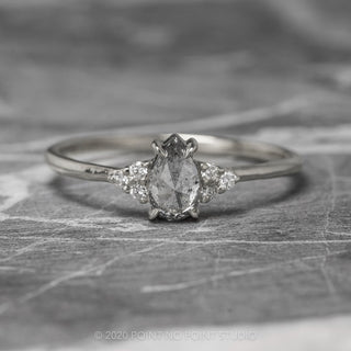 .84ct Salt & Pepper Pear Diamond Engagement Ring, Quinn Setting, 14K White Gold