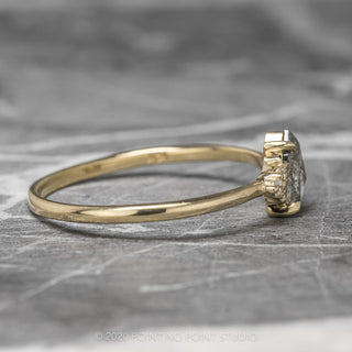 .84 Carat Salt and Pepper Pear Diamond Engagement Ring, Quinn Setting, 14K Yellow Gold