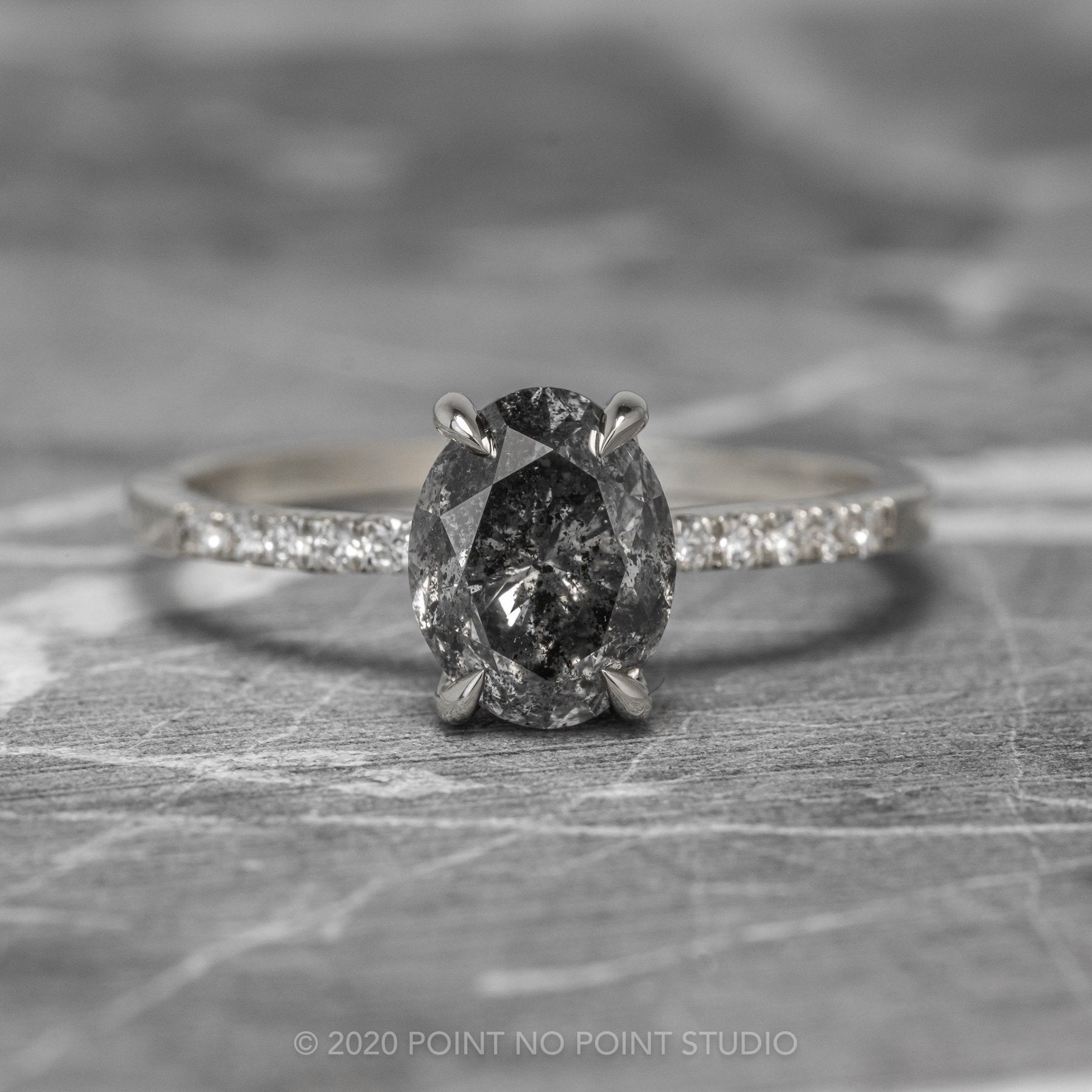Salt and pepper oval diamond ring Clearance