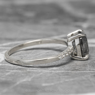 1.92ct Salt & Pepper Brilliant Cut Oval Diamond Engagement Ring, Jules Setting, 14K White Gold