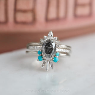 1.92 Carat Salt and Pepper Oval Diamond Engagement Ring, Jules Setting, Platinum