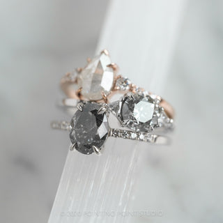 1.92 Carat Salt and Pepper Oval Diamond Engagement Ring, Jules Setting, Platinum