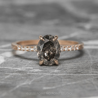 1.92 Carat Salt and Pepper Oval Diamond Engagement Ring, Jules Setting, 14K Rose Gold