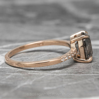 1.92 Carat Salt and Pepper Oval Diamond Engagement Ring, Jules Setting, 14K Rose Gold