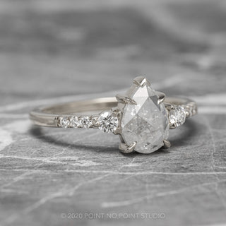 1.53 Carat Icy White Pear Diamond Engagement Ring, Eliza Setting, 14K White Gold