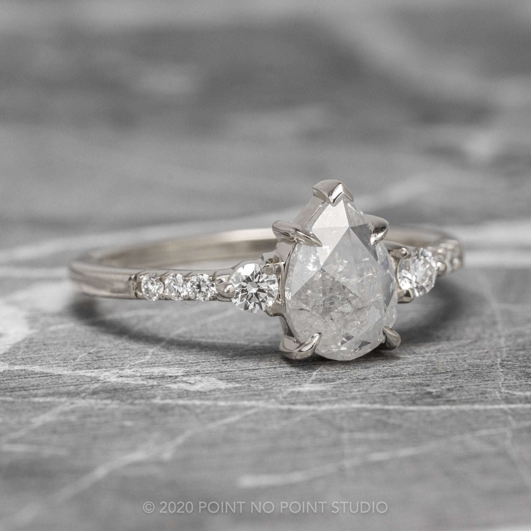 Icy White Diamond Engagement Ring, Point No Point Studio